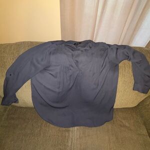 Simply Vera Vera Wang Gray V-Neck Long Sleeve Blouse